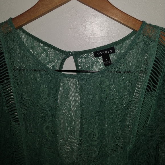 TORRID Lace & Mesh Teal Skater Dress - Picture 10 of 10